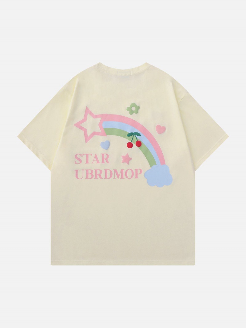 Abricot  T Shirts Aelfric Eden Stars Rainbow Print Tee - WFA-9996955